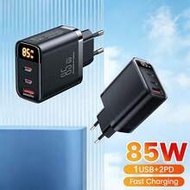 1 ชิ้น ที่ชาร์จ GaN 85W, 2 Type C + 1 USB Type-C ที่ชาร์จเร็ว QC4.0 อะแดปเตอร์ติดผนัง, ใช้ได้กับ IPh