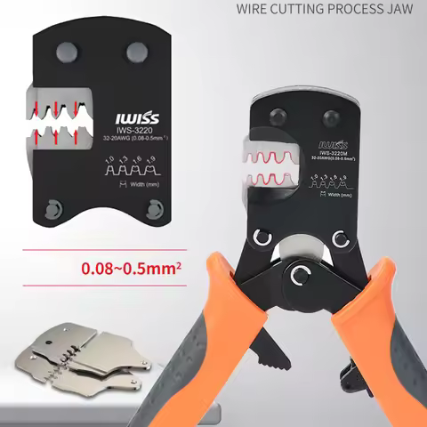 IWS-3220M Cable Crimping Plier Tool - Insert Spring Ratchet Crimper for 0.03-0.52mm² (32-20AWG) Term