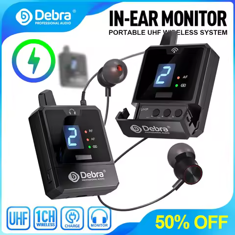 Debra UHF IEM Wireless In-Ear Monitor System Audio-Mini UHF Rechargeable for Music Audio Monitoring 