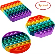 3 Pcs Rainbow Color Fidget Toys Pop It Game for Kid Push Bubble Fidget Sensory Toy Stress Reliever Children Funny Gift