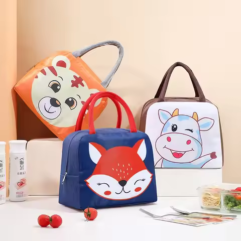 Insulated Bento Bag Lunch Bag Aluminum Foil Tote Lunch Box Bag Student Cartoon Lunch Bag Ice Bag The