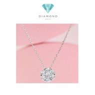 Round Diamond Necklace 18K White gold with necklace