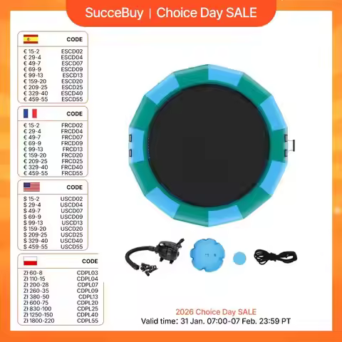 SucceBuy 15ft Inflatable Water Bouncer Recreational Water Trampoline Portable Bounce Swim Platform w