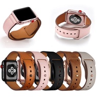 [HOT JUXXKWIHGWH 514] สายหนังสำหรับ Apple Watch 7 6 5 4 3 2ห่วงสำหรับ Iwatch เข็มขัด44มม. 41มม. 40มม. 38มม. 42มม. สายรัดข้อมือสร้อยข้อมือ