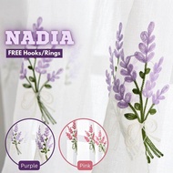 NADIA Langsir Sheer &amp; Hook / Ring, Tulle Lace Lining Day Curtain Jarang Nipis Belakang Door &amp; Window Purple
