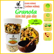 Combo Granola siêu hạt & bộ bát gáo dừa kèm muỗng ngũ Cốc ăn kiêng không đường ít yến mạch 500g dùng