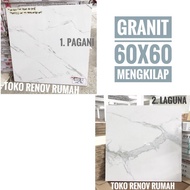 Granit lantai 60x60 putih motif carara (glossy)/ granit putih motif