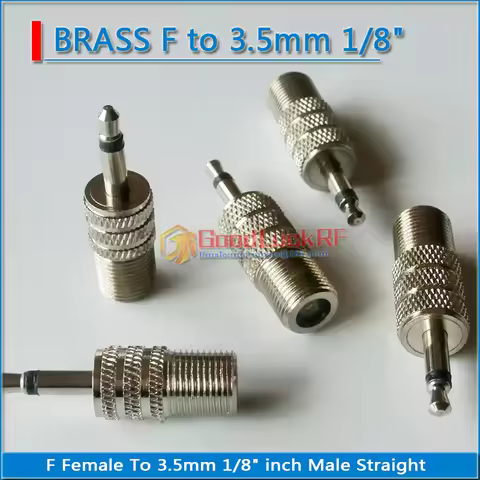 TV F Female to 3.5mm 1/8" inch Male Plug Mono Straight 50ohm Coaxial Audio Adapter Coax RF Converter