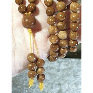 (Necklaces)8mm highly polished Kuka 108 mala beads/necklace/car decor with a 13.2mm Type A Yellow Jadeite  [Natural unpr