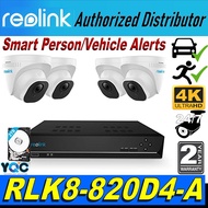 Reolink RLK8-820D4-A 4K NVR 8-Channel PoE Security Camera,Unfailing 24/7 Recording,Built-in 2TB,Peop