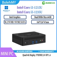 SZBOX AC13 MINI PC Intel Core i3-1215U i5-1235U 2*DDR4 2*M.2 PCIe3.0 SSD Quad Display Office MINI PC