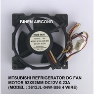 MITSUBISHI REFRIGERATOR DC FAN MOTOR 92X92MM DC12V 0.23A (MODEL : 3612JL-04W-S56 4 WIRE) (OEM)