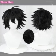 L.Lawliet Cosplay Wig Anime Death Note L Cosplay Wigs 35Cm Short Black Heat Resistant Hair Man Hallo