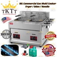 TKTT 2 x 8L Double Gas Multi Functional Cooker Gas Ventilation Deep Fryer Oden Noodle Pot Dapur Masak Serbaguna