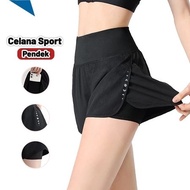 Women's 2-Layer Sports Pants - Yoga & Gym Shorts, Quick-Drying, for Zumba, Gymnastics, Fitness C0010