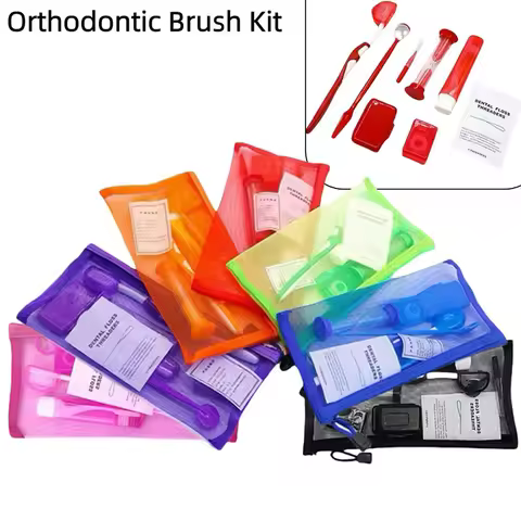 8Pcs Orthodontic Dental Care Brush Kit Teeth Cleaning Braces Toothbrush with Interdental Brush Floss