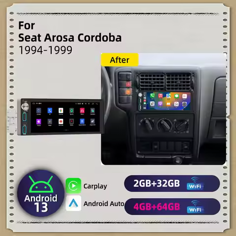 Android 1Din Car Stereo for Seat Arosa Cordoba 1994-1999 CarPlay GPS Navigation Multimedia Autoradio