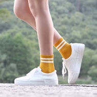 Laca Store High Neck Ribbed Socks, Vintage 2-Stripes Socks D1-19
