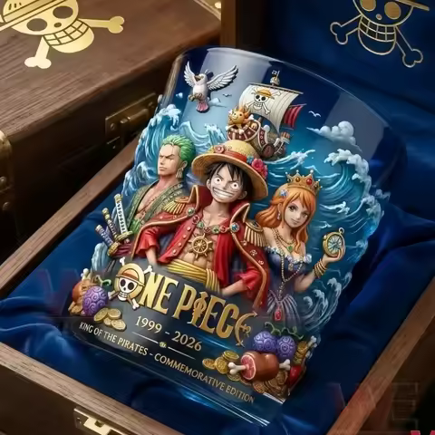 Anime One Piece 30Th Anniversary Whiskey Tumbler Cup Luffy Thousand Sunny Nami Glass Drinkware Coffe