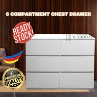 (READY STOCK) Chest Drawer|6 Compartment Drawer Storage|3 Tingkat Laci Putih|IKEA|Rak Baju|Laci Kayu