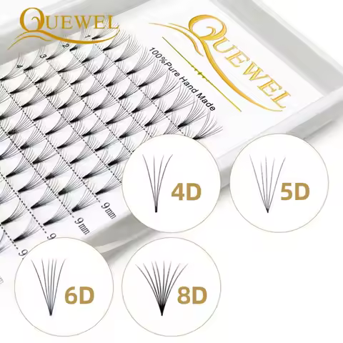 Quewel 3D/4D/5D/6D/8D Premade Volume Fans Short Stem Russian Eyelash Extension Eyelashes Mink Silk E