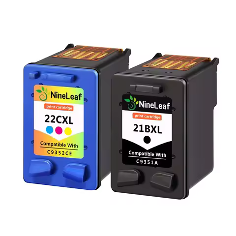 NineLeaf Remanufactured hp21xl and hp22xl ink cartridges HP21 21 22 Ink Compatible with HP Deskjet F