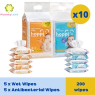 Hoppi Premium Baby Wipes / Wet Wipes / Wet Tissue Tisu - Antibacterial &amp; 99% Water Wet Wipes (Non-alcohol)