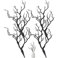 TEHAUX 4pcs Artificial Branches, Black Plastic Antler Shaped Tree Branch DIY Craft Twigs, Decorative