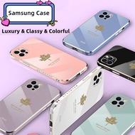 Casing Samsung A52 A72 A12 4G 5G M12 A11 A21S A31 A51 A71 A20 A20S A30 A30S A50 A50S A32 4G A52S Fashion Plating Maple Leaf Pattern Cover Soft TPU Shockproof Phone Case
