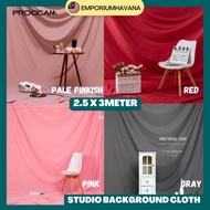 🔥READY STOCK🔥 Proocam Studio Backdrop Background Cloth IG Pale Pinkish Grey Red Pink Green Black Whi