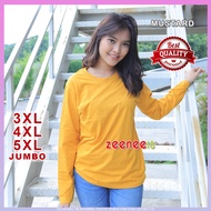 Women's Jumbo Long Sleeve T-shirt ld 130 3XL 4XL 5XL Mustard
