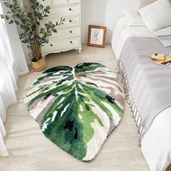 Leaf Living Room Green Irregular Plush Thickened Plant Bedroom Bedside Rug Carpet Monstera Irregular