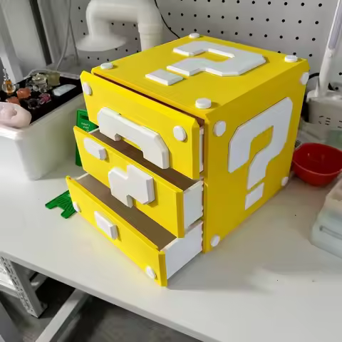 Super Mario Question Mark Block Storage Box, 3-layer Drawer, 3d Printed Ornament, Simple And Stylish