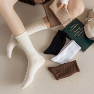 LJ- Stokin Panjang Kasual Kapas Stok Lembut Menyerap Peluh Selesa Dipakai Harian Cotton Crew Socks 纯
