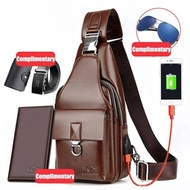 5in1 Set Multi-Function Men’s Chest Bag 5-Piece Set Leather Crossbody Bags Combo Set Sling Bag Birth