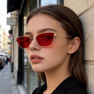 appleinmyeyes New Triangle Cat Eye Sunglasses Small Square Frame Metal Glasses Designer Unisex Runwa