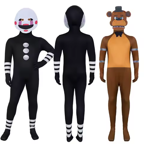 Unisex Adult Kid FNAF Puppet Costume Five Nights at Freddy's Freddybear Cosplay Bodysuit Fazbear Hal