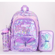 Australia smiggle Smart Butterfly Burden-Reducing Light Girl Cute Backpack Pen Case Lunch Bag Lunch 