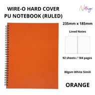 B5 PU Hard Cover Wire-O Notebook Orange Large Notebook Lined format Writing Notebooks student office