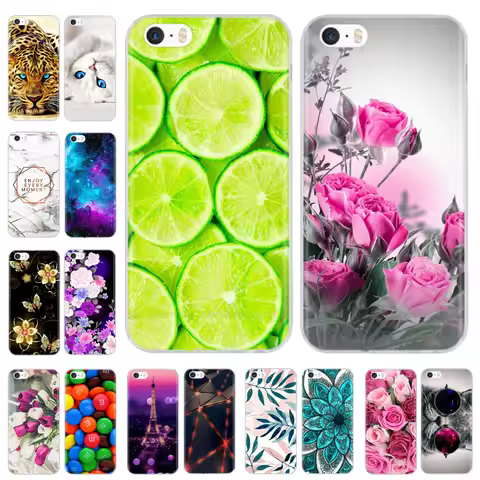 soft tpu case for iPhone 4 4s 5 5s SE 6 6s cute cartoon cat flower fashionable silicone phone case c