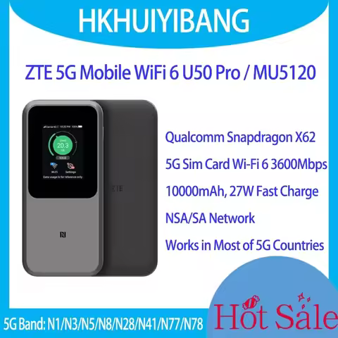 deposit Unlocked ZTE 5G Portable WiFi U50 Pro 10000mah 27W Fast Charge WiFi 6 3600Mbps Mobile Hotspo