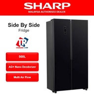 Sharp 500L (Glass) Side By Side Refrigerator SJX518GK FRIDGE