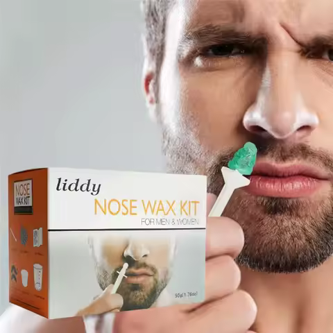 Portable Painless Nose Wax Kit Paper-Free Nose Hair Wax Beans Cleaning Wax Kit for Men & Women Nose 