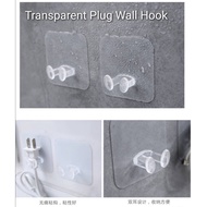 [harga Borong] Transparent Plug Wall Mount Bracket Kitchen Wall Strong Adhesive Hook Creative Socket Hook