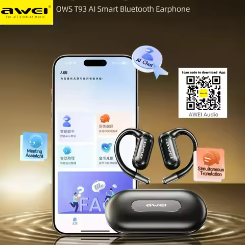 New AWEI AI Translator Earbuds OWS Sport Earphone Bluetooth 5.4 Wireless Not inear Hi-Fi Headphone I