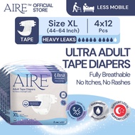 Aire Adult Tape Diapers - Size XL (4x12 pcs)(For Heavy Leaks, Super Soft Protection, Readjustable Ma