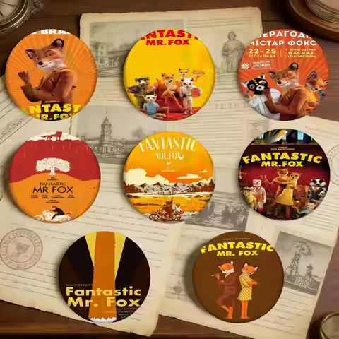Fantastic Mr Fox Vintage Fairy Badges 25 32 44 58 75 Mm Round Cosplay Pin Bag Decor Fans Collect Fri