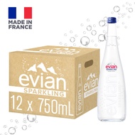Evian Sparkling Natural Mineral Water Glass (750ML x 12)