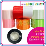 Satin Ribbon 5cm Wide 2 inch/ Plain Ribbon Roll Length 20 yards +-18 meters Ready in Many Colors