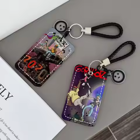 Virtual Anime Rock Band Gorillaz Card Holde Applicable To Credit Cards Bus Card Rectangular Keychain